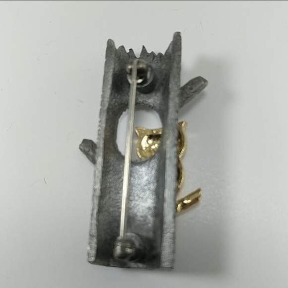 🇨🇦 Mid 1990s Pewter and Vermeil Owl Brooch - Picture 4 of 4